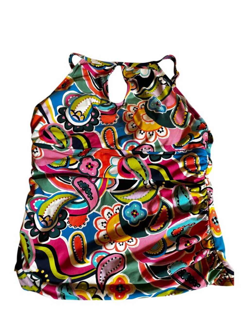 Bleu Rod Beattie Keyhole Underwire Ruched Tankini Swim Top Size 12